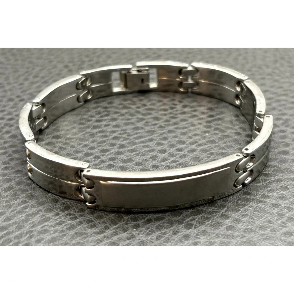 Citizen Stainless Steel Link Silver Tone ID Bracelet Blank Satin Finish 8.5